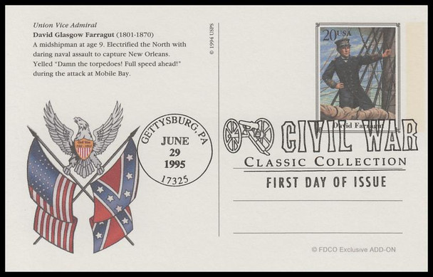 UX200 - UX219 / 20c Civil War 1995 Set of 20 FDCO Exclusive ADD-ON Postal Card FDCs