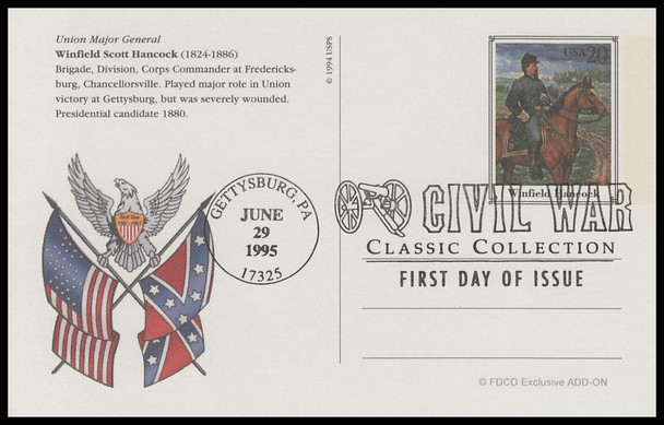 UX200 - UX219 / 20c Civil War 1995 Set of 20 FDCO Exclusive ADD-ON Postal Card FDCs