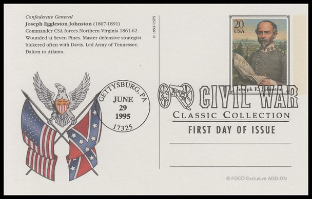 UX200 - UX219 / 20c Civil War 1995 Set of 20 FDCO Exclusive ADD-ON Postal Card FDCs
