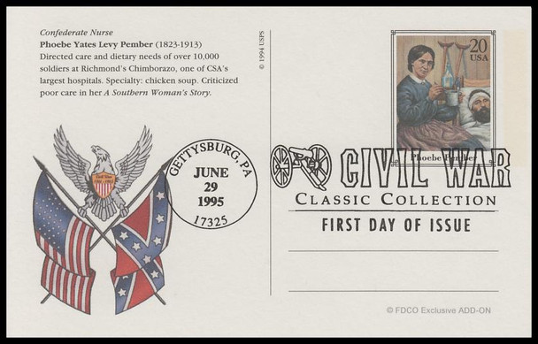 UX200 - UX219 / 20c Civil War 1995 Set of 20 FDCO Exclusive ADD-ON Postal Card FDCs