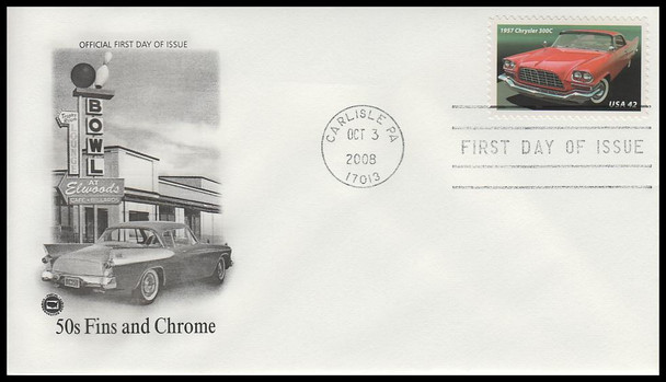 4353 - 4357 / 42c Tail Fins and Chrome : Automobiles of the 1950's Set of 5 PCS 2008 FDCs