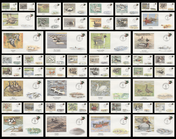 Waterbirds of the 50 States Set of 50 Fleetwood 1992 - 93 Large Envelopes Commemorative Covers