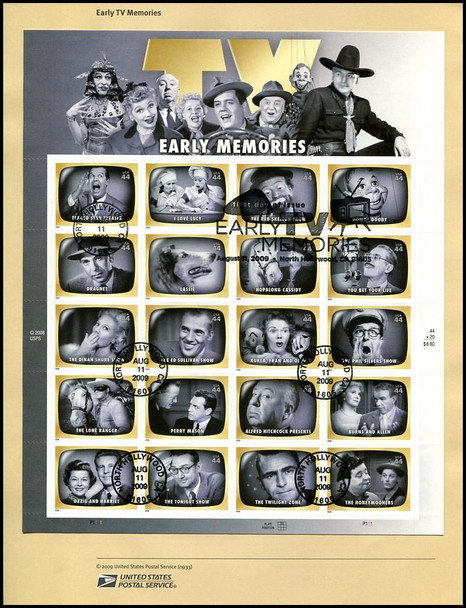 4414 / 44c Early TV Memories Pane 2009 USPS #0933 Souvenir Page