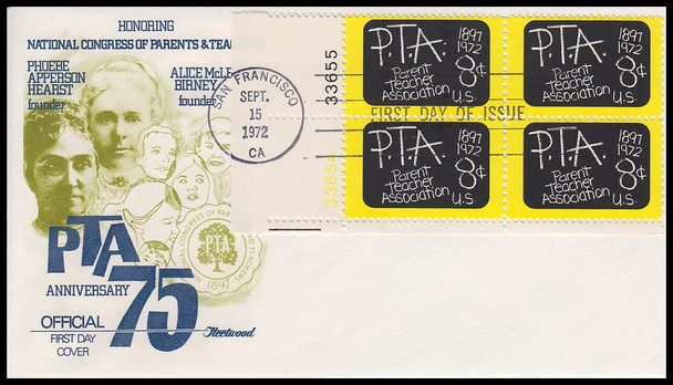 1463 / 8c P.T.A. 1972 Plate Block Fleetwood First Day Cover
