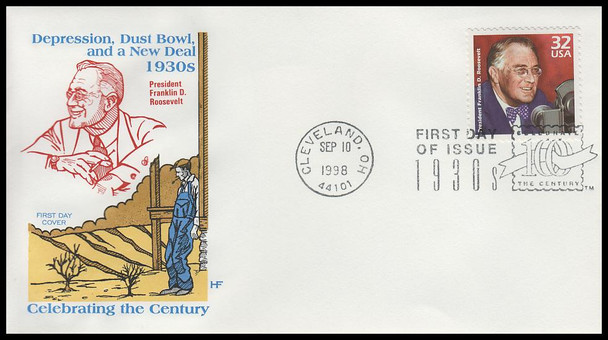 3185a-o / 32c Celebrate The Century ( CTC ) 1930s Set of 15 House of Farnam First Day Covers