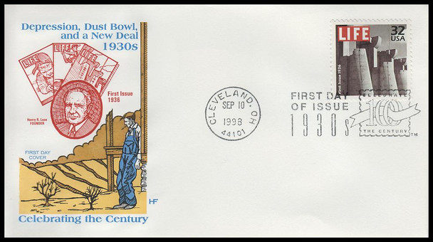 3185a-o / 32c Celebrate The Century ( CTC ) 1930s Set of 15 House of Farnam First Day Covers