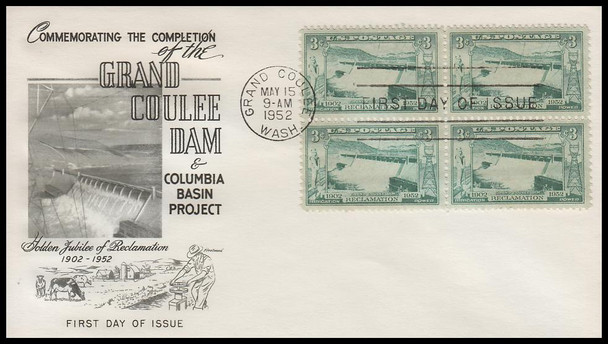 1009 / 3c Grand Coulee Dam 1952 Block Fleetwood First Day Cover