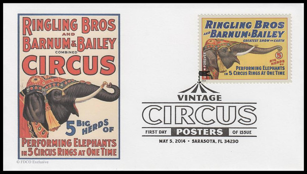 4898 - 4905 / 49c Vintage Circus Posters 2014 Set of 8 FDCO Exclusive First Day Covers