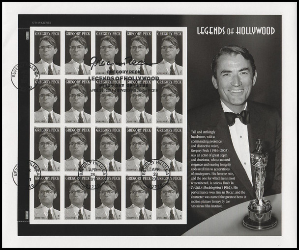 4526 / 44c Gregory Peck : Legends of Hollywood Pane USPS Uncacheted 2009 FDC