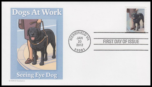 4604 - 4607 / 65c Dogs At Work  2012 Set of 4 FDCO Exclusive First Day Covers