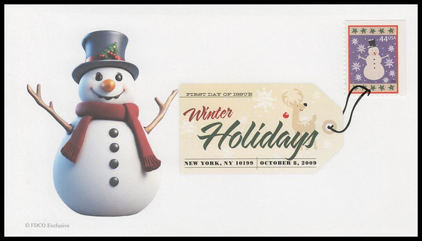 4425 - 4428 / 44c Winter Holidays Convertible Booklet Singles 2009 Set of 4 Digital Color Postmark ( DCP ) FDCO Exclusive FDCs