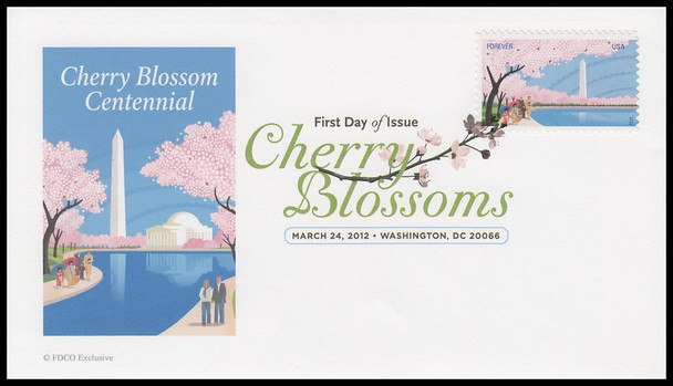 4651 - 4652 / 45c Cherry Blossom Centennial 2012 Set of 2 Digital Color Postmark ( DCP ) FDCO Exclusive FDCs