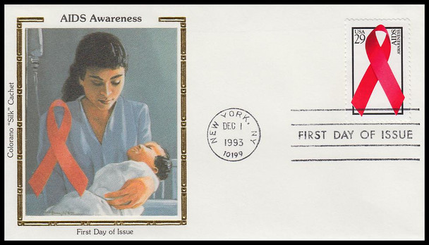 2806 / 29c Aids Awareness 1993 Colorano Silk First Day Cover