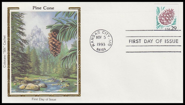 2491 / 29c Pine Cone 1993 Colorano Silk First Day Cover
