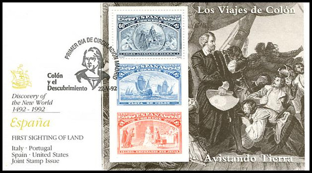 2677 - 2682 / 60c  Columbus Souvenir Sheets Spain Joint Issue 1992 Set of 6 Fleetwood 1992 FDCs