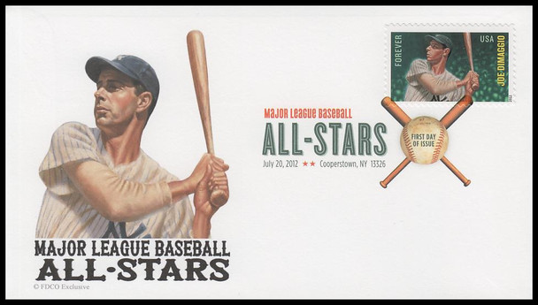 4694 - 4697 / 45c Major League Baseball All-Stars Cooperstown, NY Digital Color Postmark (DCP) 2012 Set of 4 FDCO Exclusive FDCs
