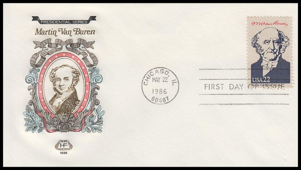 2216h / 22c Martin Van Buren : Ameripex '86 Single and Combo 1986 Set of 2 House of Farnam First Day Covers