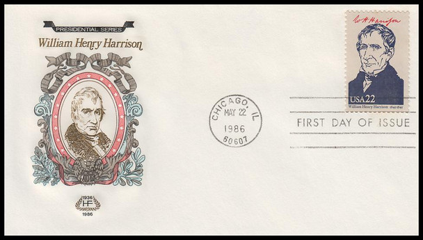 2216i / 22c William Henry Harrison : Ameripex '86 Single and Combo 1986 Set of 2 House of Farnam First Day Covers