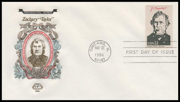 2217c / 22c Zachary Taylor : Ameripex '86 Single and Combo 1986 Set of 2 House of Farnam First Day Covers