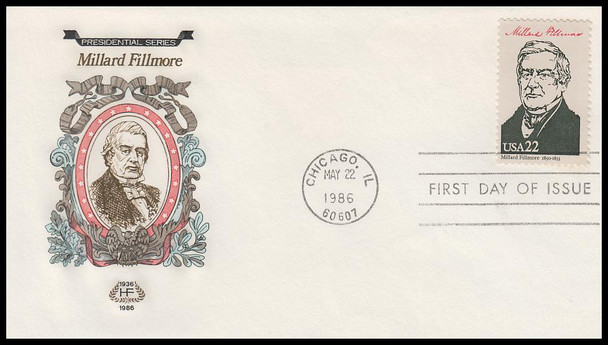 2217d / 22c Millard Fillmore : Ameripex '86 Single and Combo 1986 Set of 2 House of Farnam First Day Covers
