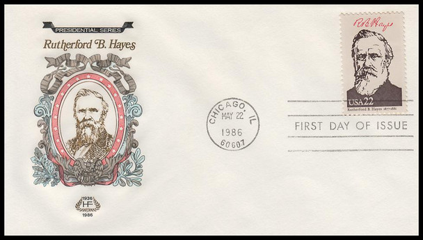 2218a / 22c Rutherford B. Hayes : Ameripex '86 Single and Combo 1986 Set of 2 House of Farnam First Day Covers