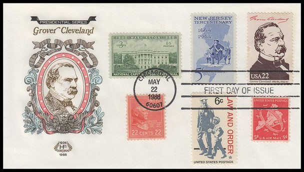 2218d / 22c Grover Cleveland : Ameripex '86 Single and Combo 1986 Set of 2 House of Farnam First Day Covers