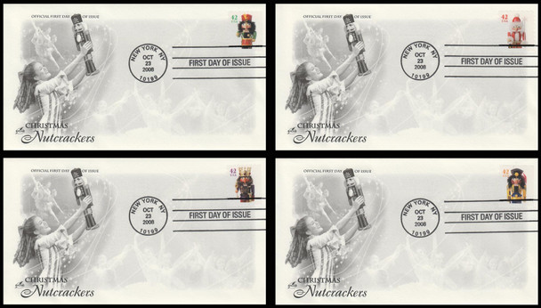 4368 - 4371 / 42c Holiday Nutcrackers ATM 2008 Artcraft First Day Covers
