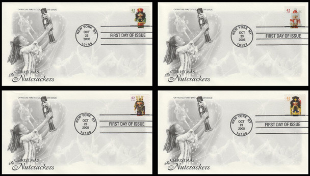 4364 - 4367 / 42c Holiday Nutcrackers Vending 2008 Artcraft First Day Covers