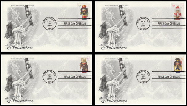 4360 - 4363 / 42c Holiday Nutcrackers Convertible 2008 Artcraft First Day Covers