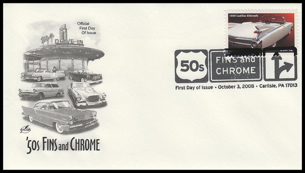 4353 - 4357 / 42c Tail Fins and Chrome : Automobiles of the 1950's 2008 Set of 5 Artcraft First Day Covers