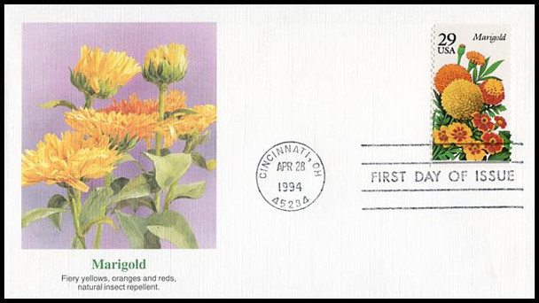 2829 - 2833 / 29c Summer Garden Flowers Booklet Set of 5 Fleetwood 1994 FDCs