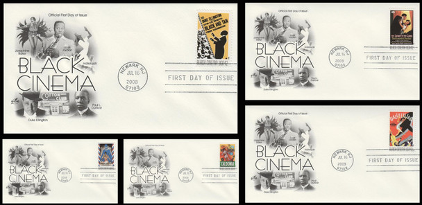 4336 - 4340 / 42c Vintage Black Cinema 2008 Set of 5 Artcraft First Day Covers