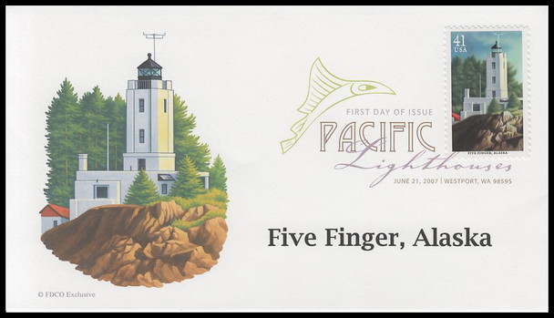 4146 - 4150 / 41c Pacific Coast Lighthouses 2007 Set of 5 Digital Color Postmark ( DCP ) FDCO Exclusive FDCs