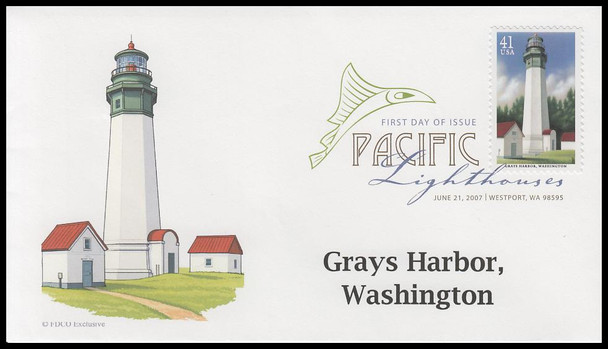 4146 - 4150 / 41c Pacific Coast Lighthouses 2007 Set of 5 Digital Color Postmark ( DCP ) FDCO Exclusive FDCs