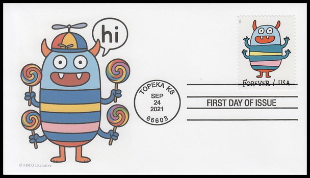 5636 - 5639 / 58c Message Monsters 2021 Set of 4 FDCO Exclusive First Day Covers