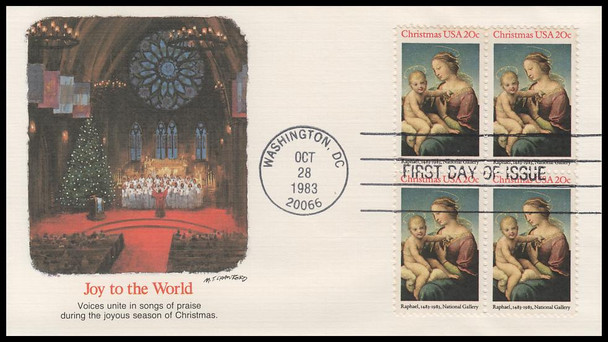 2063 / 20c Niccolini-Cowper Madonna by Raphael : Christmas Block 1983 Fleetwood First Day Cover