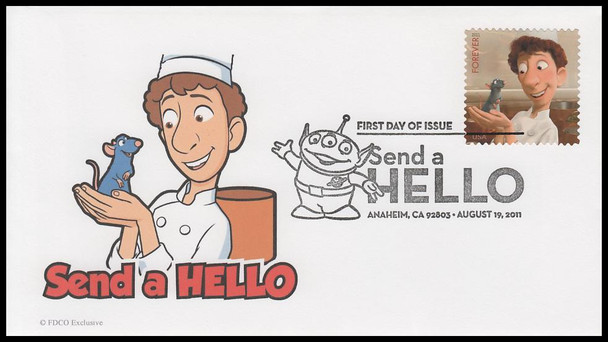 4553 - 4557 / 44c Pixar Films : Send A Hello 2011 Set of 5 FDCO Exclusive First Day Covers
