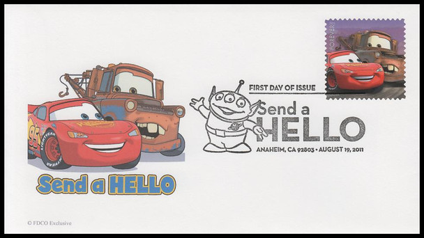 4553 - 4557 / 44c Pixar Films : Send A Hello 2011 Set of 5 FDCO Exclusive First Day Covers