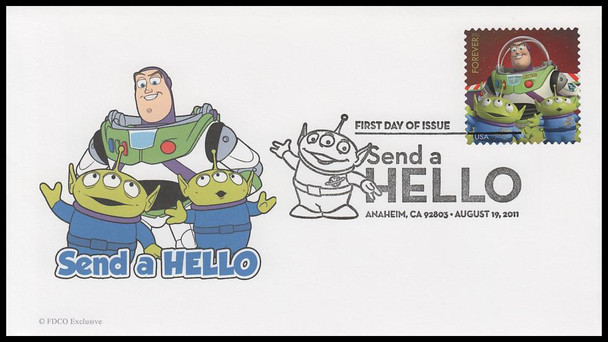 4553 - 4557 / 44c Pixar Films : Send A Hello 2011 Set of 5 FDCO Exclusive First Day Covers