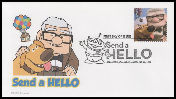 4553 - 4557 / 44c Pixar Films : Send A Hello 2011 Set of 5 FDCO Exclusive First Day Covers