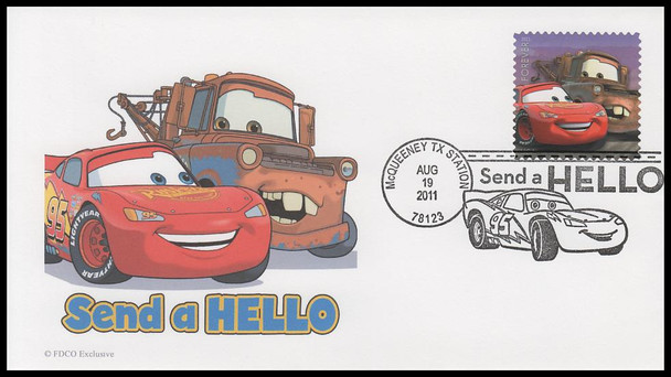 4553 - 4557 / 44c Pixar Films : Send A Hello Station Postmarks 2011 Set of 5 FDCO Exclusive First Day Covers