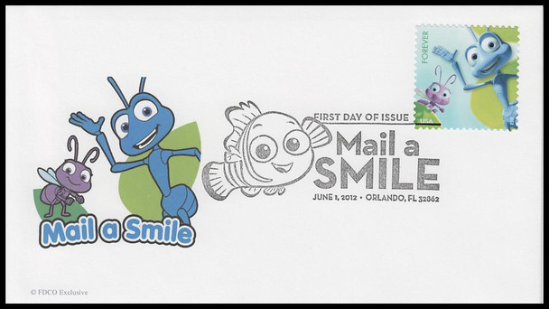 4677 - 4681 / 45c Pixar Films : Mail a Smile 2012 Set of 5 FDCO Exclusive First Day Covers