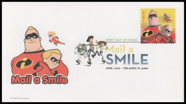 4677 - 4681 / 45c Pixar Films : Mail a Smile Set of 5 Digital Color Postmark 2012 FDCO Exclusive First Day Covers #2