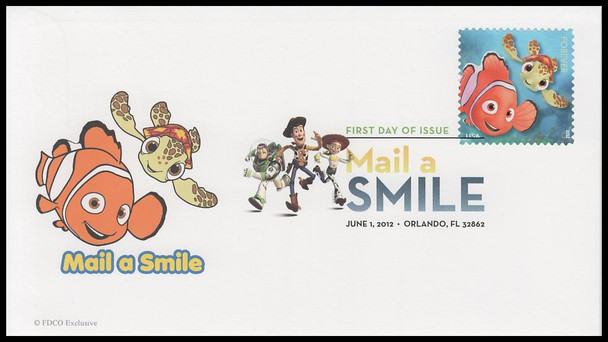 4677 - 4681 / 45c Pixar Films : Mail a Smile Set of 5 Digital Color Postmark 2012 FDCO Exclusive First Day Covers #2