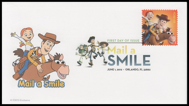 4677 - 4681 / 45c Pixar Films : Mail a Smile Set of 5 Digital Color Postmark 2012 FDCO Exclusive First Day Covers #2