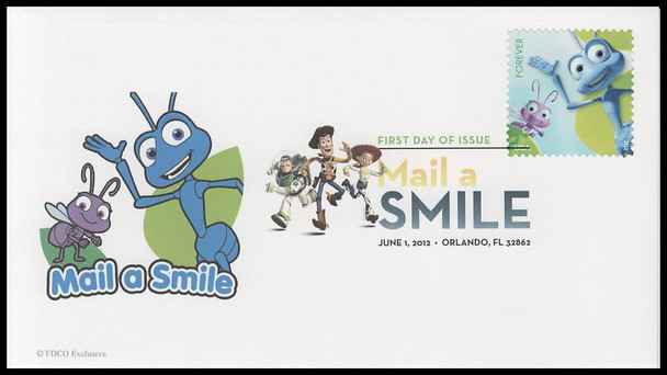 4677 - 4681 / 45c Pixar Films : Mail a Smile Set of 5 Digital Color Postmark 2012 FDCO Exclusive First Day Covers #2