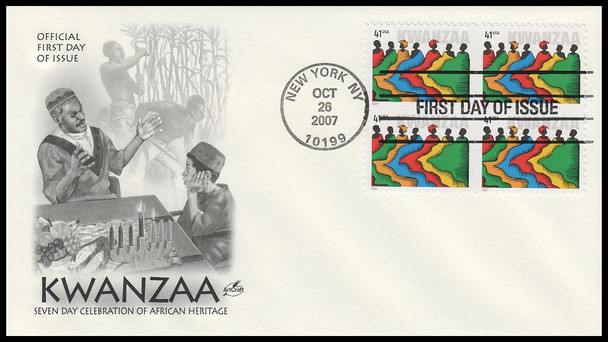 4220 / 41c Kwanzaa : Holiday Celebration Block 2007 Artcraft First Day Cover
