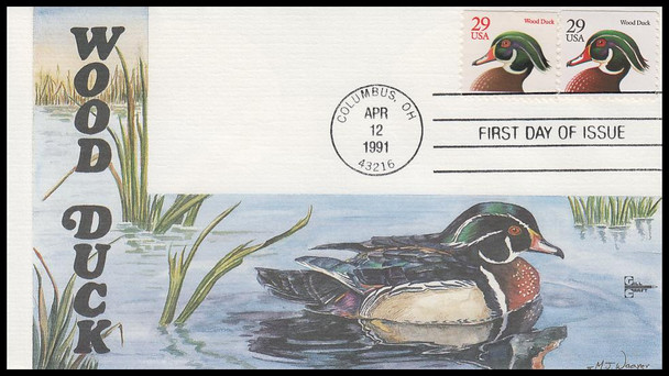 2484 - 2485 / 29c Wood Duck Combination 1991 Gill Craft First Day Cover