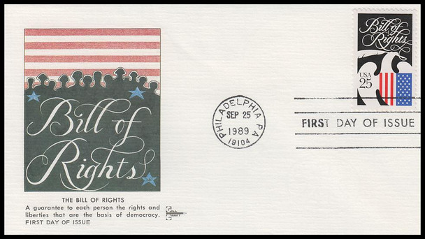 2421 / 25c Drafting of the Bill of Rights 1989 Gill Craft First Day Cover