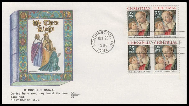 2399 / 25c Madonna and Child Block 1988 Gill Craft First Day Cover